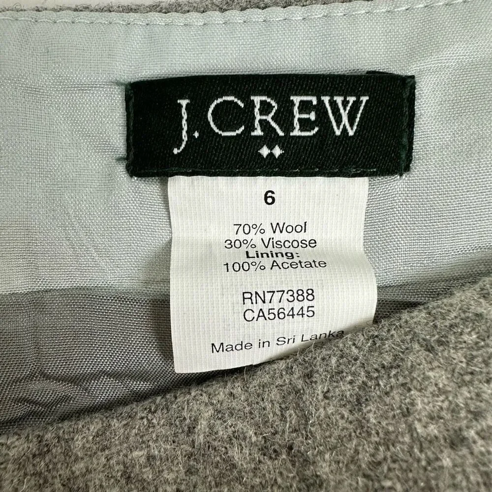 J. Crew Gray Wool Thick Lined Skirt size 6